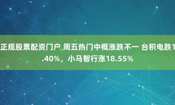 正规股票配资门户 周五热门中概涨跌不一 台积电跌1.40%，小马智行涨18.55%